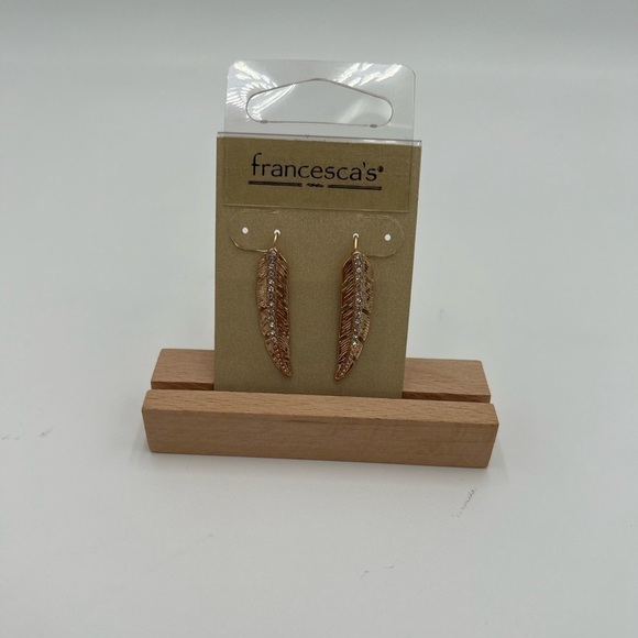 Francesca's Rhinestone Drop Leaf Earring - Picture 2 of 4